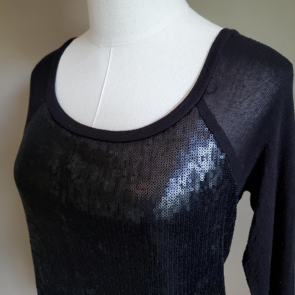 Three Dots sequin front long sleeve sweater. Fun!